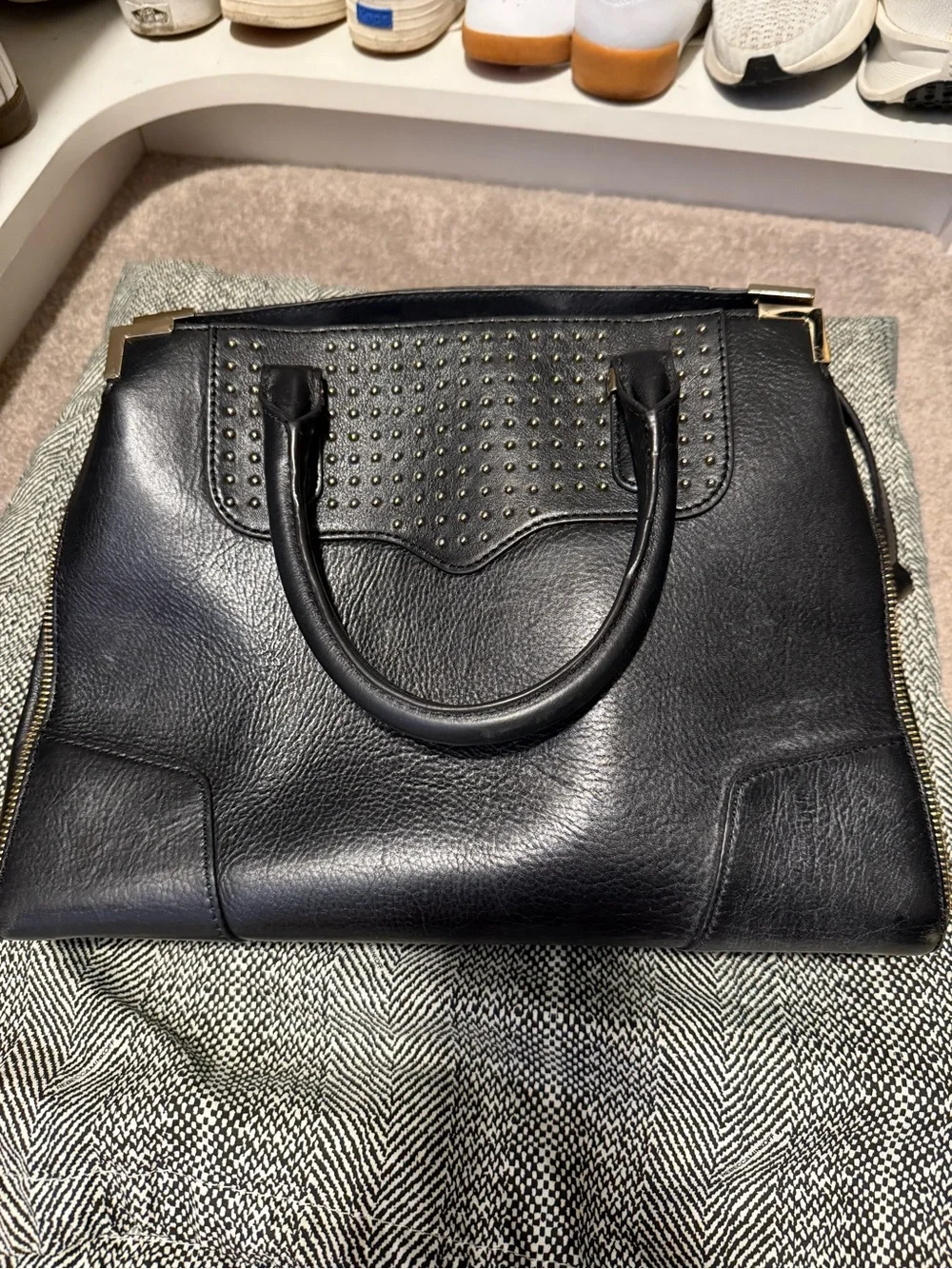 Rebecca Minkoff Black Studded Leather Satchel